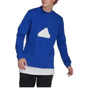 NWT Men’s adidas End Plastic Waste Long Sleeve Blue T-Shirt, Size 2XL